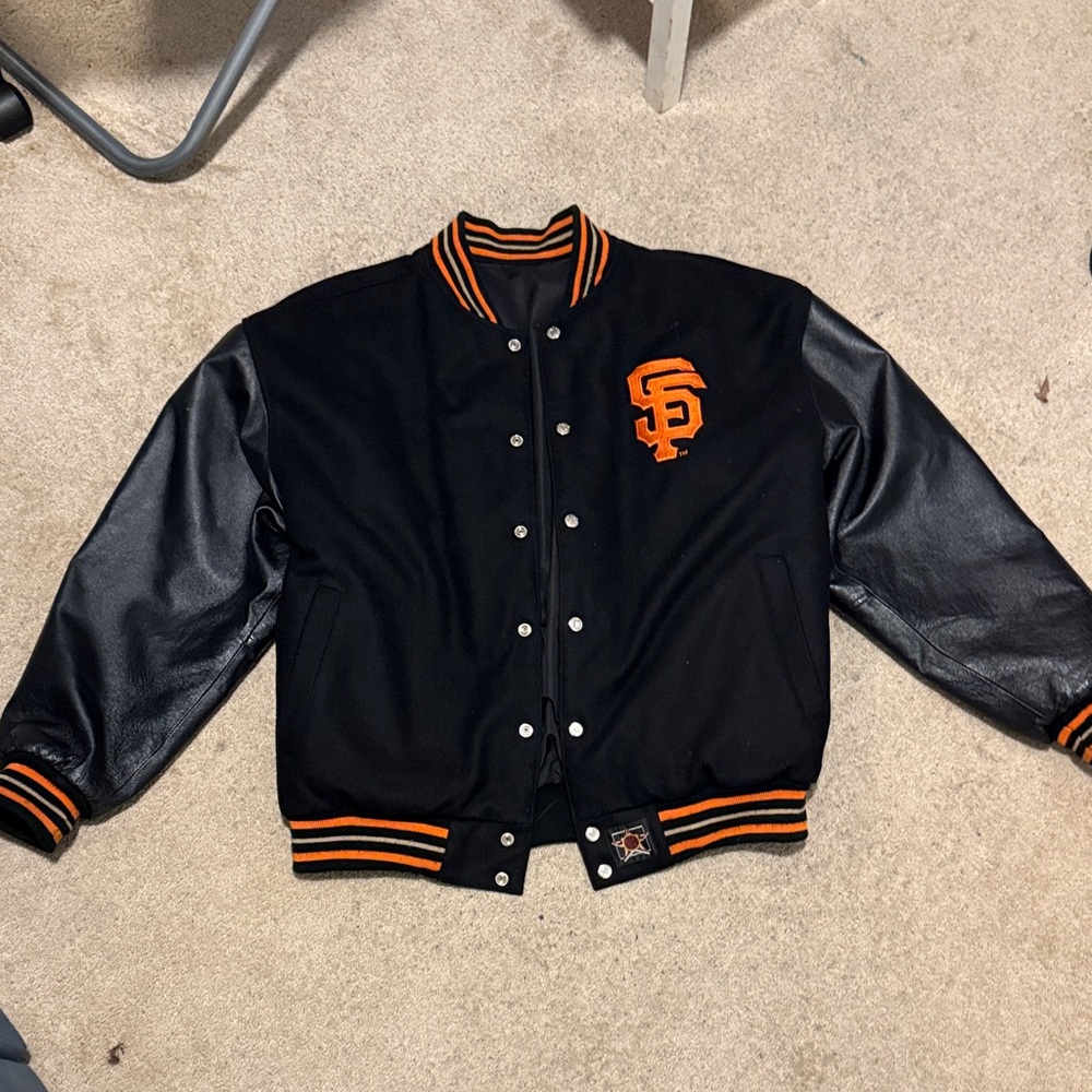 Stylish Black and Orange Varsity Jacket